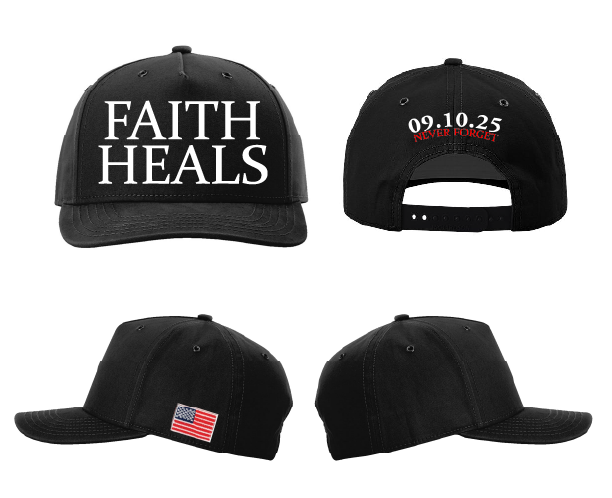 Faith Heals embroidered snapback hat in black