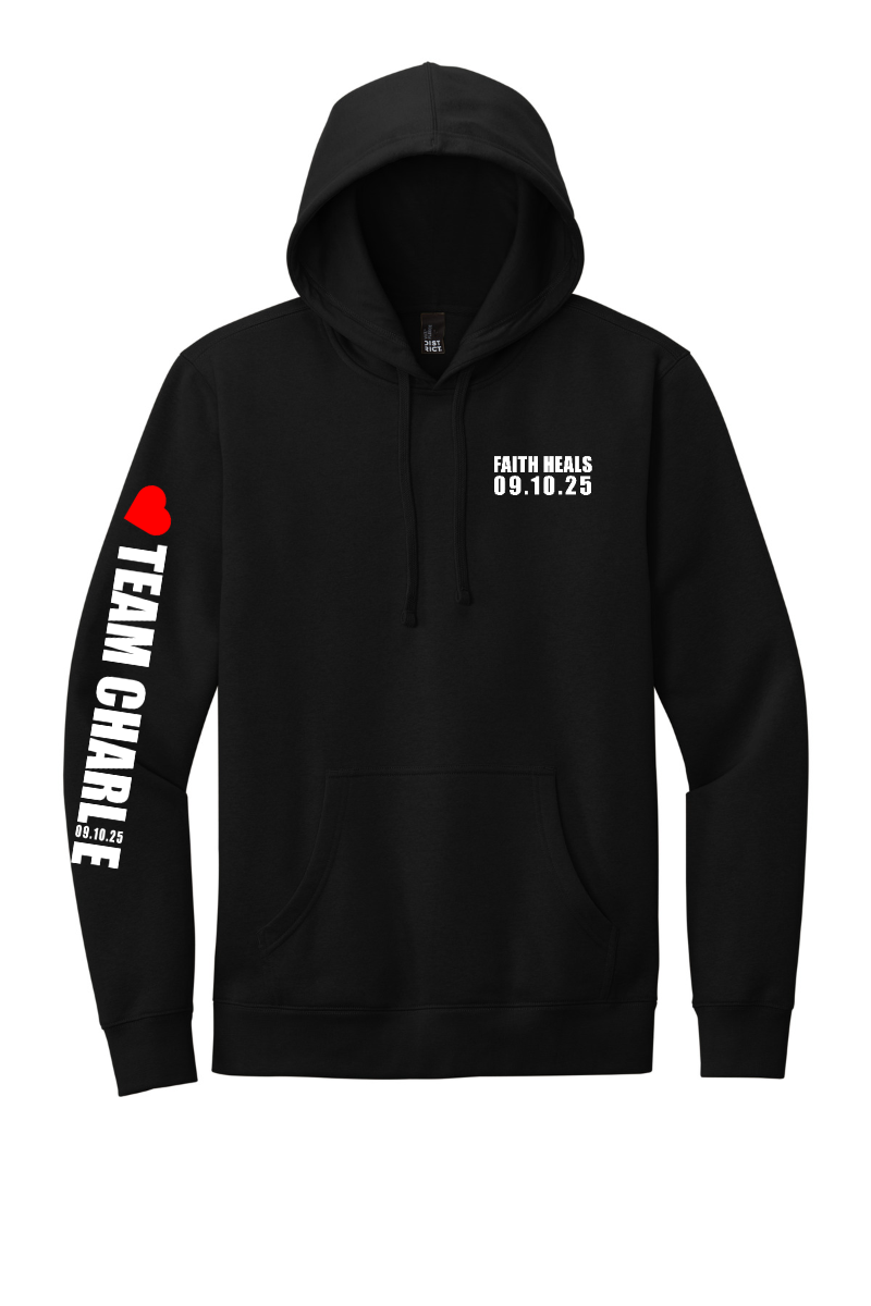 Faith Heals and Team Charlie hoodie in black